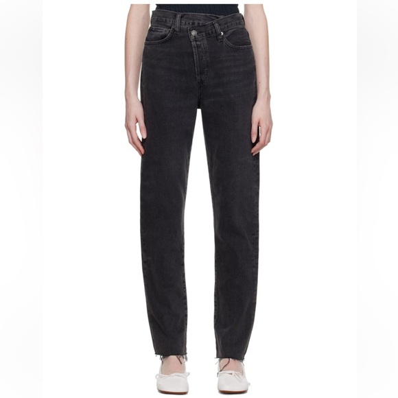 AGOLDE Frayed Hem Black Jeans - Picture 1 of 8